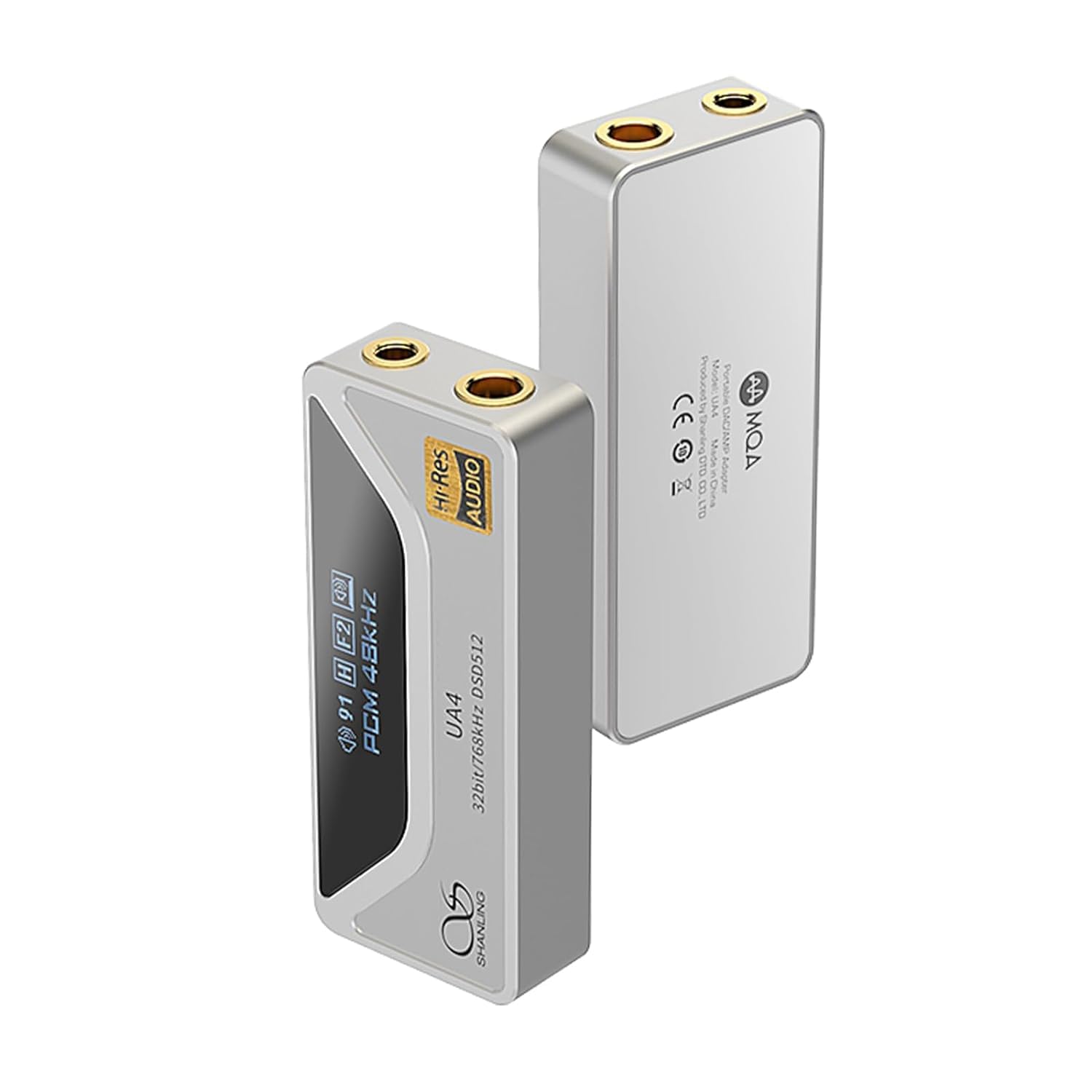 SHANLING UA4 Kopfhörerverstärker, tragbarer USB-DAC-AMP, unterstützt MQA 16X, 768 kHz DSD512, hohe Antriebsleistung für Android/iOS/Mac/Windows, Dongle-Lautstärkeregler, 3,5/4,4 mm bis zu 237 mW bei