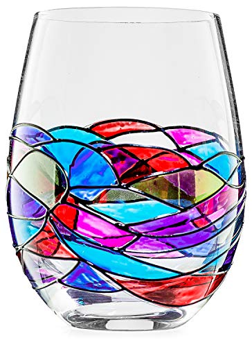 Artisanal Hand Painted Glassware Gift For Mom, Wife, Friend - Artisanal Barcelona Hand Painted Whiskey & Wine Decanter Set, Rennesance Romantic Stain-Glassed Windows Glasses - Mothers Day #TOP4