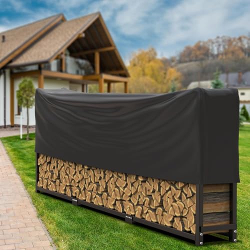 WIELS® Brennholzregal außen 300x25x115cm, Kaminholzregal Metall + Abdeckung, Kaminholzunterstand 1050kg Wasserdichter Holzlager Holzstapelhilfe für Garten Terrasse (300x25x115cm)