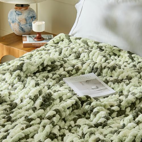 Image of Inhand Chunky Chenille Yarn for Hand Knitting, Thick Bulky Blanket Yarn for Crocheting, Soft Fluffy Yarn for Crochet Gifts & Crafts for Women /Beginners, 8 Pack (29.5 yds /8.4 oz Each), Green-Mix