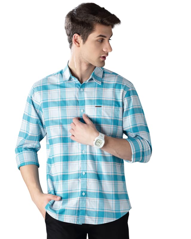 british club Men Windowpane Twill Checked Slim Fit Shirt | Long Sleeve | Casual Wear | Comfortable Cotton Blend Fabric | Button-Down Collar | Stylish Windowpane Pattern | Formal Outfits |-picture-10