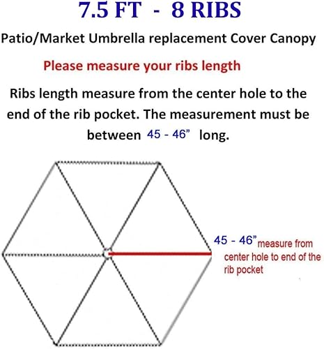 Miniatura 3 de BELLRINO DECOR - Toldo de repuesto para sombrilla de patio de 7.5 pies, 8 varillas de repuesto, fuerte y gruesa (solo toldo) (Verde-78)