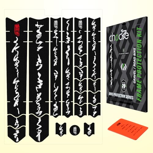 Chooee Road Bicycle Frame Protection Gravel Bike Frame Protector Total Road Bike Frame Guard 20 Piece Set Frame Wrap for Upper/Down Tube Chainstay Forks Black