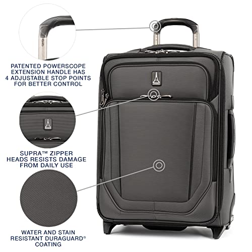 Travelpro Crew Versapack Softside Expandable 2 Wheel Upright-Luggage, External Usb Port, 17-Inch-Laptop Pocket, Men And Women, Titanium Grey, Carry-On 21-Inch #TOP1