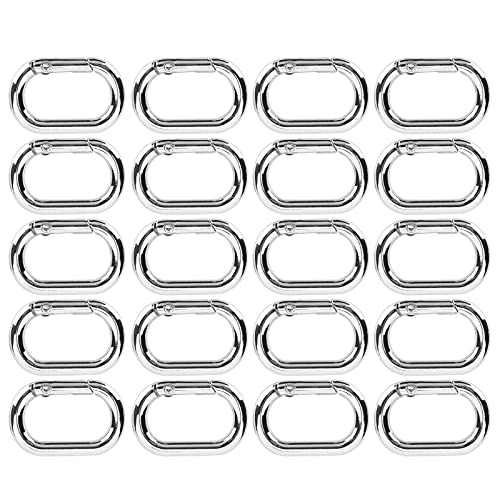 Key Clasps, 20PCS Spring Oval Snap Clip Hook 23mm Alloy Oval Spring Buckle for Bags Purses Keychain Strap (Silver)