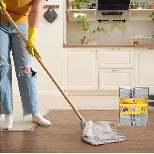 Image of Large Cotton Floor Cleaning Cloth 28x28 Inch Pack of 4 | Super Absorbent Reusable Pocha for Wet & Dry Mopping | Heavy Duty Mop Cloth Big Size for Home, Office & Showroom (28 x 28-4PC)
