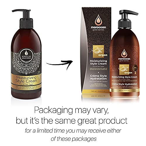 Moroccan Gold Series Moisturizing Style Cream – Hydrating Hair Styling Cream For Curly, Fine Or Frizzy Hair With Pure Moroccan Argan Oil And Keratin – Blow Dry Cream, Curl Defining Cream,16.9 Fl.oz #TOP3