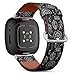 CJBROES Replacement Leather Watch Band, Compatible with Fitbit Versa 3 and Fitbit Sense of Wristband Bracelet Accessory - Floral