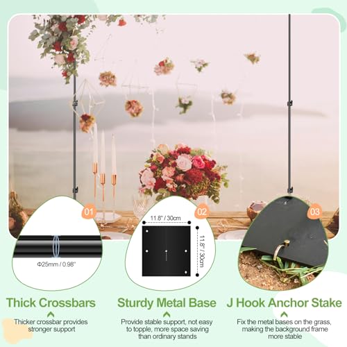 FUDESY Heavy Duty Backdrop Stand, 10x10ft Adjustable Photo Background Stand Support System Kit with Steel Base, Pipe and Drape Photography Backdrop Stand Kit for Parties Wedding Birthday