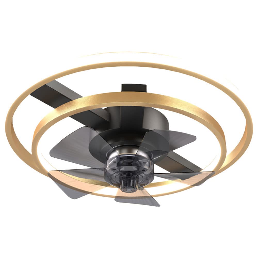 Ventilateur de plafond LED 80W doré scandinave pour chambre