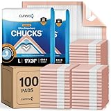 Curera Chucks Premium Disposable Underpads 17”x24” [100-Count] Ultra Absorbent Chux Incontinence Bed Pads with Adhesive Tape for Adults, Baby Changing, Travel, and Pet Training – 17x24 Bulk Pack
