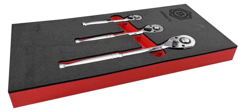 BRITOOL HALLMARK 3 PIECE RATCHET SET IN TOOL CONTROL FOAM