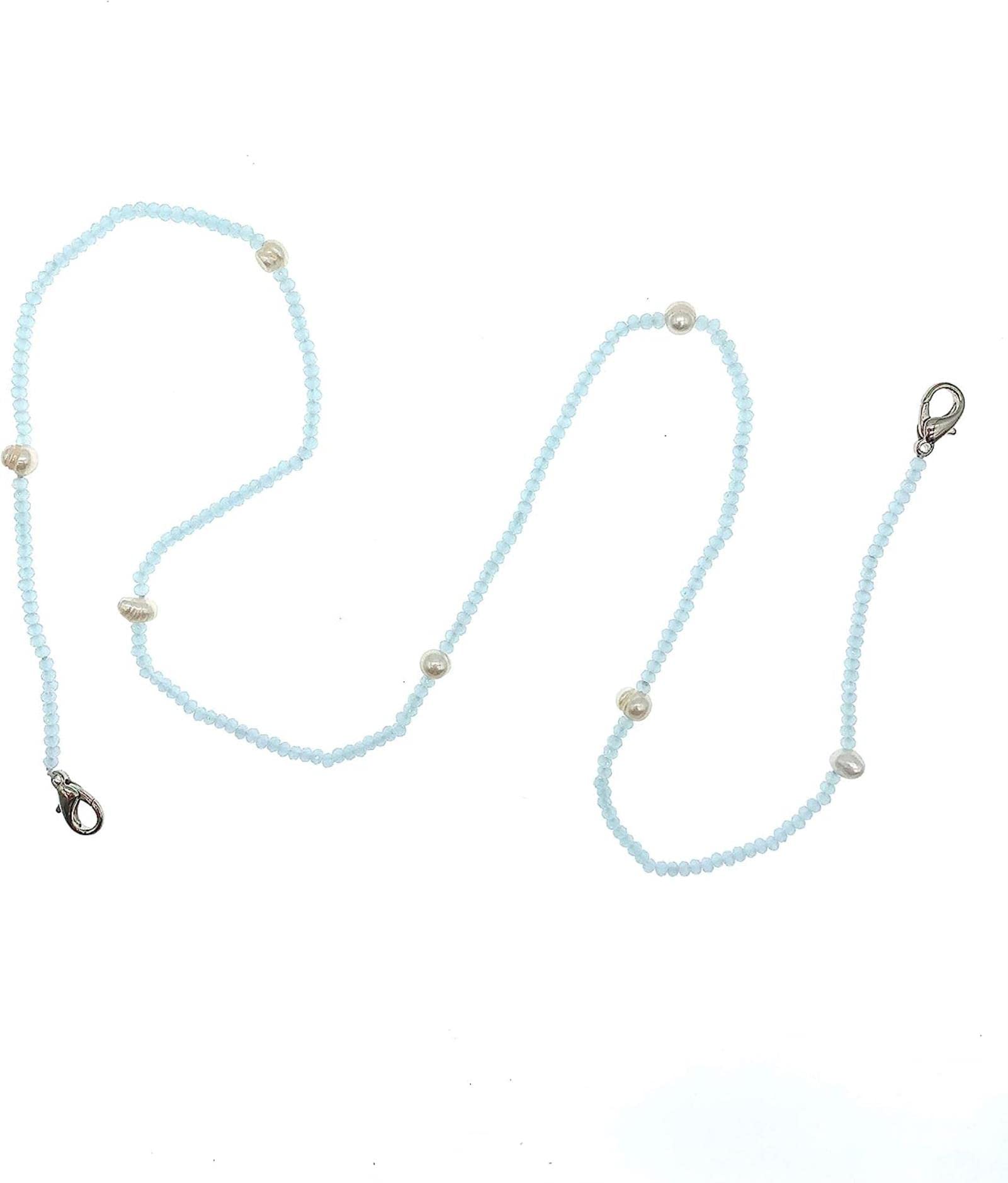2mm s 5-6mm Real White s Lanyard Eyeglass Chain Holder para Mujeres niñas Regalo 24"