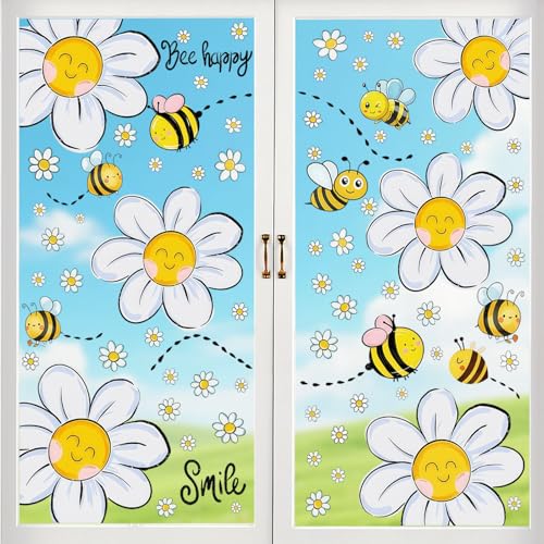 White Daisy Window Clings, 6 Sheets 120 Pcs