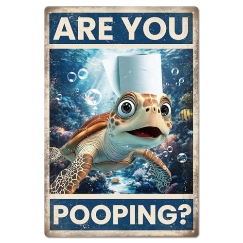 GLOBLELAND Sea Turtles Vintage Metal Tin Sign 12x8inch "ARE YOU