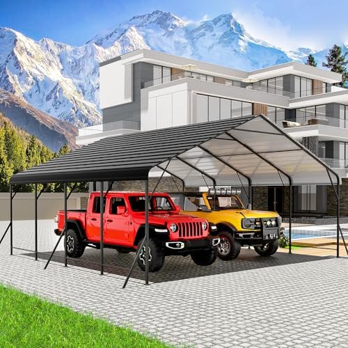 LEVELEVE 20x20 FT Heavy-Duty Metal Carport | Galvanized Steel, Re...