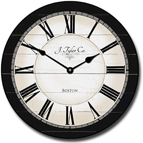 Carolina Black Large Wall Clock | Ultra Quiet Quartz Mechanism | Hand Made in USA Beautiful Crisp Lasting Color | Comes in 8 Sizes | 15 Inch