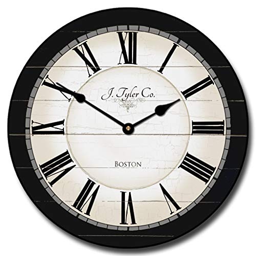 Carolina Black Large Wall Clock | Ultra Quiet Quartz Mechanism | Hand Made In Usa Beautiful Crisp Lasting Color | Comes In 8 Sizes | 15 Inch #TOP7
