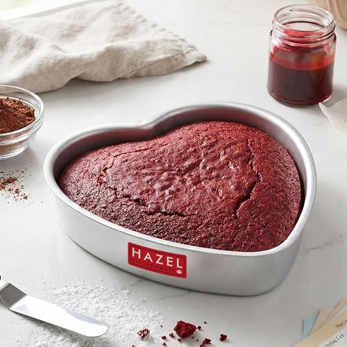 Image of HAZEL Heart Shape Aluminium Cake Mould, 16.5cm | Small Baking Tin for Mini Cakes, Brownies & Desserts, 700ml | OTG & Microwave Convection Safe