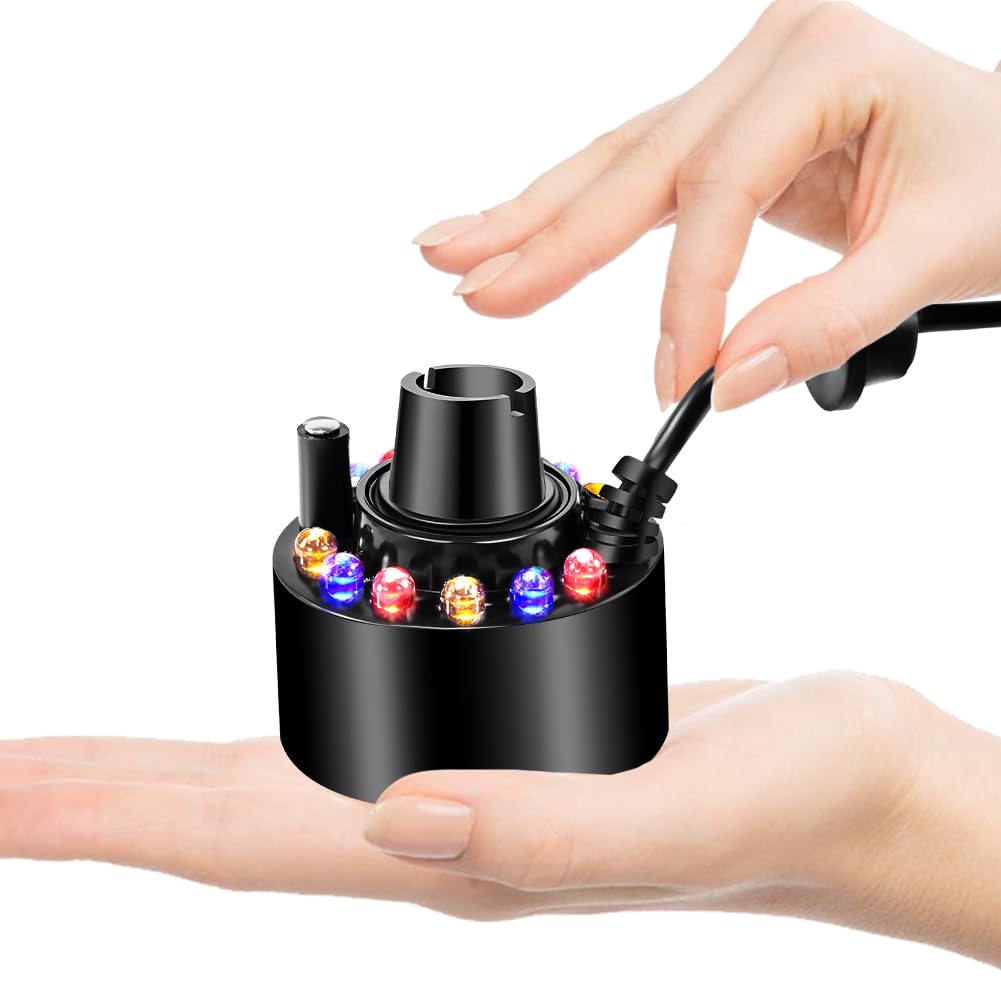Joycabin Ultradźwiękowy nebulizator, mini maszyna do wytwarzania mgły, 12 diod LED, do wytwarzania mgły, mgły wodnej, nawilżacz powietrza na Halloween, fontanna, fontanna wodna, krajobraz doniczkowy,