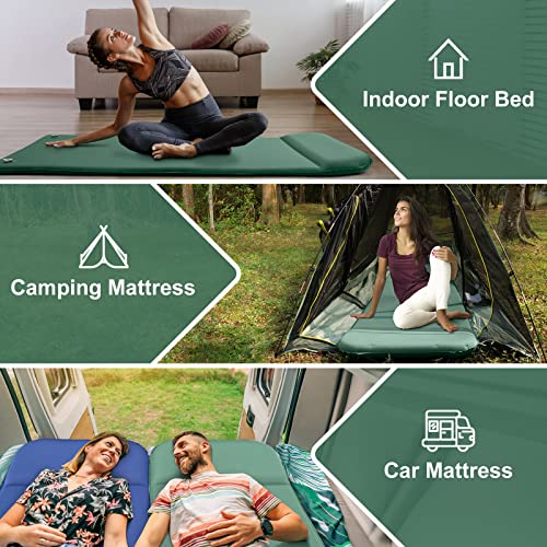 Elecinnov Self Inflating Sleeping Pad For Camping-Ultrathick Memory Foam Sleeping Mat,Foam Camping Mats With Pillow For Backpacking Traveling, And Hiking, Lightweight Portable，Camping Mattress #TOP4