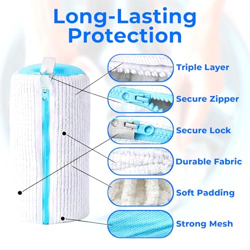 Image of Shoe Washing Machine Bag, 2 Pack XXL Laundry Bag for Washer & Dryer, Mesh Sneaker Wash Cleaner, Heavy Duty Zipper, Protects Shoes & Machine, Reusable