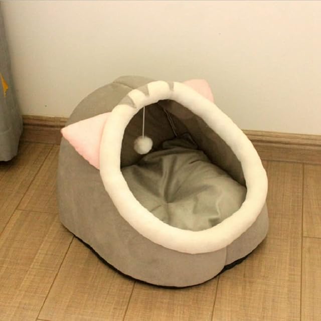 Foto 4 de 6 de Junguluy Cama para Gatos Cesta CáLida para Mascotas Tumbona Acogedora para Gatitos CojíN para Casa Gatos…