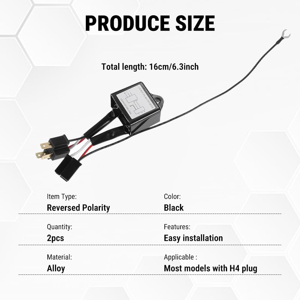 Convertitore di Polarità, 2 Pezzi Invertitore di Polarità, LED/HID Interruttore Negativo Adattatore per H4, Convertitore Negativo Polare, per Tutti i Tipi di Auto