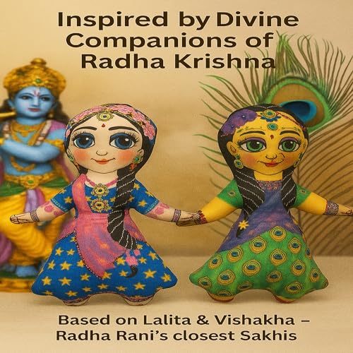 Image of Lalita Vishakha Radha Ji Sakhi Doll Soft Plush Toy for Kids | Handmade Cultural & Spiritual Toy | Washable Fabric | 7.5 Inch Cute Doll Set for Gifting & Decoration