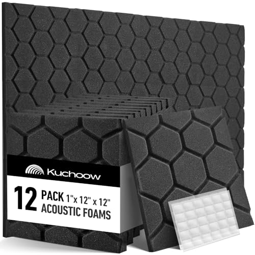 Acoustic Foam 12 Pack Sound Proof Foam Panels for Walls 1\"X 12\" X 12\" Acoustic Panels Sound Absorbing Acoustic Panel Noise Cancelling Wall Panels Sound Proof Panels for Walls Podcast Studio Equipment