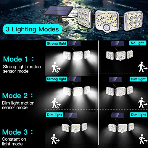 Solar Motion Lights Outdoor - Solar Flood Lights 2 Pack - Security Pendant Light Kits for Indoor Home Shed Gazebo Porch, with Adjustable Solar Panel and 15.4Ft Cord Remote Control - Thumbnail 3