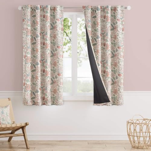 Vangao Pink Nursery Curtains for Girls Room Easter Floral 100%