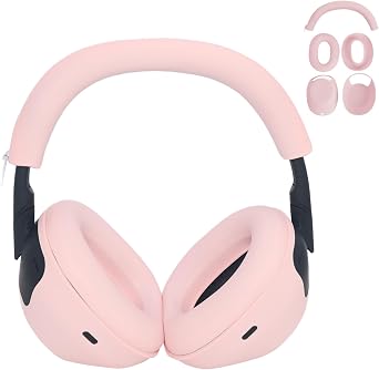 Adhiper 3-in-1 Silicone Case Sweat Covers for Sony WH-1000XM6 Headphones Accessories, XM6 Cover Silicone Ear Pads Covers & Headband Cover & Ear Cups Protector, Washable & Sweatproof - Pink