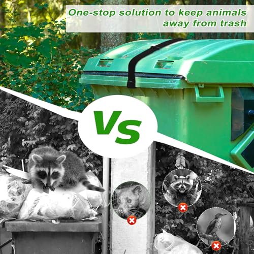 lasuroa Mülltonnenschloss für Tiere, Winddicht Metall-Doppelkralle Mülltonnengurt Verstellbar & Elastisch Mülltonnenschloss Mülltonnendeckel Gurt für Outdoor Waschbär Verhindert Umkippen