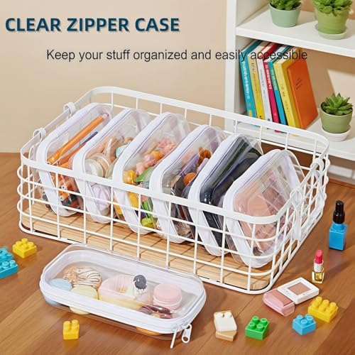 Image of Thickened Clear Hard Shell Zipper Case,Professional-Grade Plastic Clear Zipper Pencil Case, Toiletry Pouch, Travel Organizer, Cosmetic Bag, Toy Storage Bins (2PCS-M)