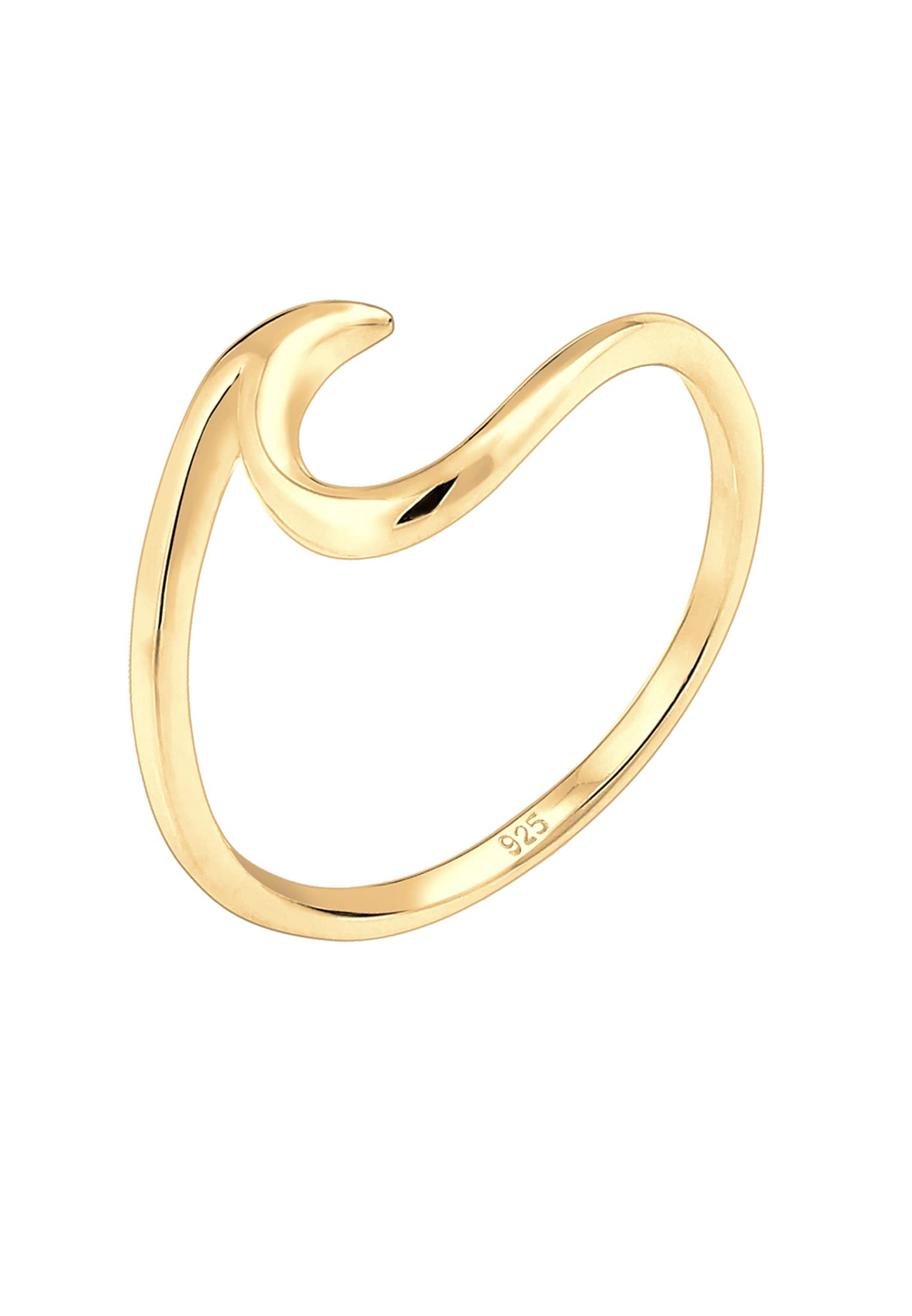 Elli Women's 925 Sterling Silver Gold-Plated Wave Statement Blogger Trend Ring