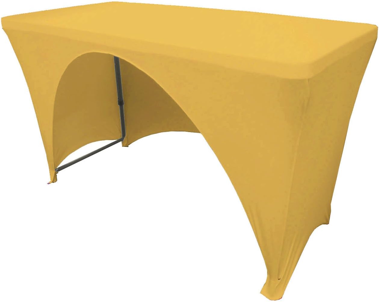 LA Linen Open Back Spandex Tablecloth for a 4-Foot Rectangular Table, 48 by 30 by 30-Inch, Black