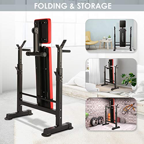 OppsDecor Weight Bench Adjustable Workout Bench Fitness Barbell Rack Strength Training for Home Gym