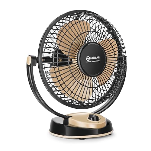Image of HM Bobbar Table Fan P1 300 MM Home & Office | Ultra High Speed 12 Inch 3 Blade | High Air Delivery | 3 Speed Setting | Star Rated Teble Fan | 1 Year Warranty 【Black-Beige】