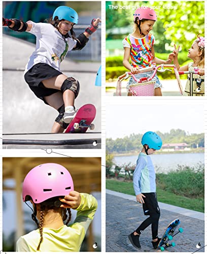 Kids Skateboard Bike Helmet For Boy Girl, Lightweight Adjustable, Multi-Sport For Roller Skate Inline Skating Scooter Rollerblade Longboard (Pink) #TOP5