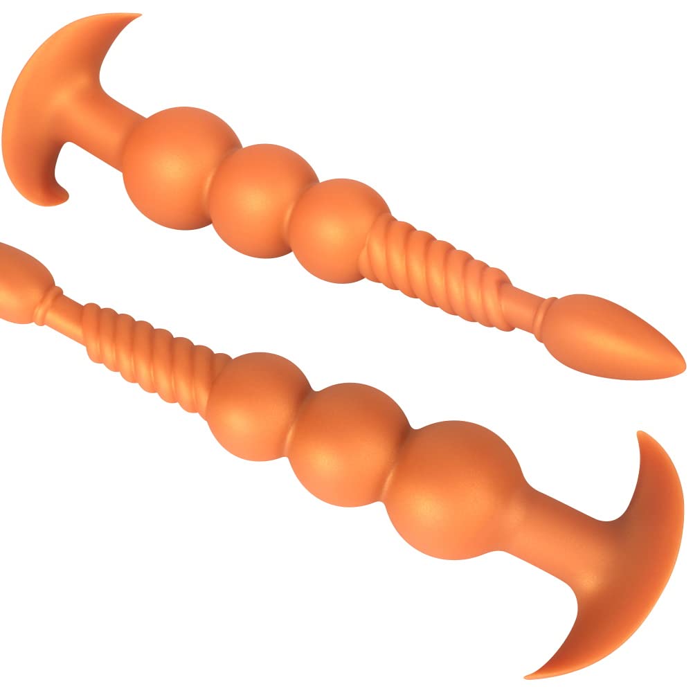 Anal Beads with Removable Foxtail Extra Long Fox Tail Anal Butt Plug Sex Toy Liquid Silicone Anal Plugs Anal Stimulator for Men Women Couples Cosplay Anal Trainer Erotic SM Sex Games (L)