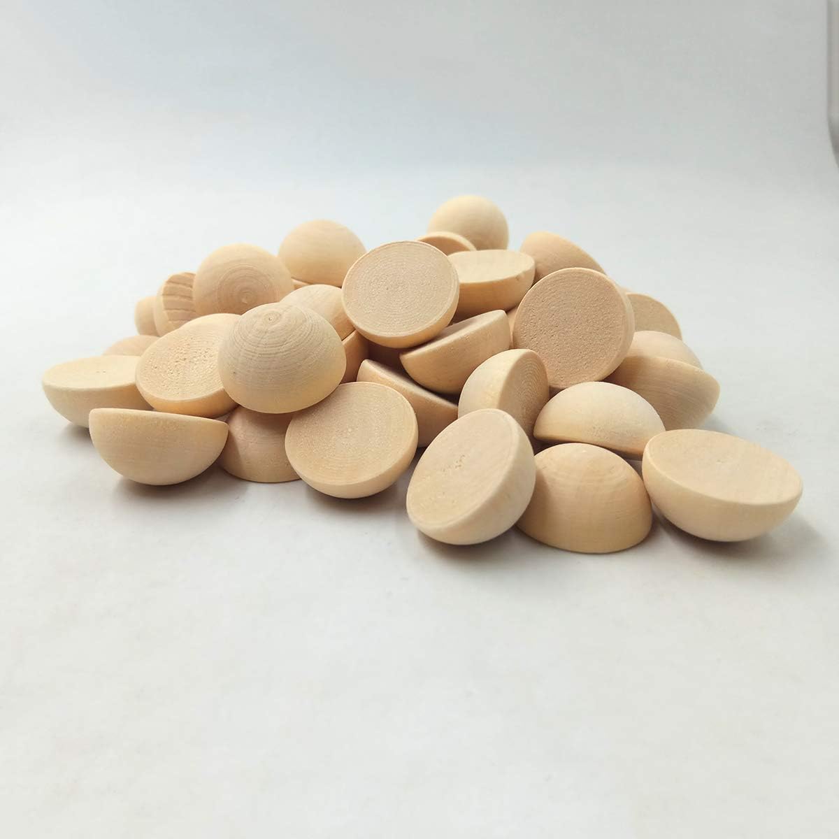 100pcs 35mm Natural Half Wooden Round Beads Wooden hemispherical Natural Wood Ball Sticker/Patch for DIY Art Craft Projects Wooden Bead