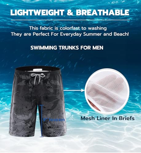 Image of APTRO Men's Long Swim Trunks with Mesh Lining Beach Bathing Suits Board Shorts Swimwear with Pockets and No Mesh