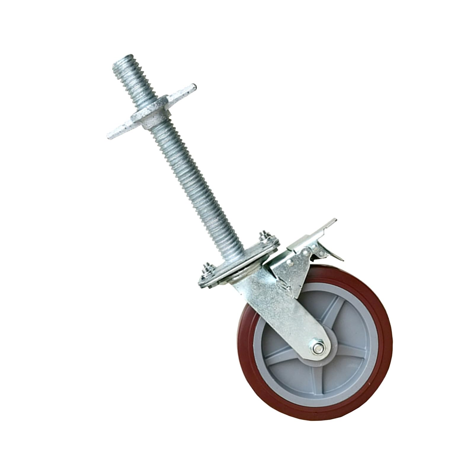 Roue échafaudage réglable avec vis de levage mobile et frein pour sol irrégulier de chantier