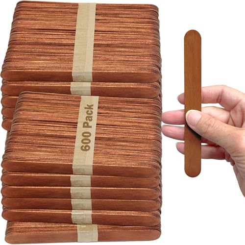 CraftySticks 600 Pack Brown Jumbo Craft Sticks 6 Inch, Wooden Popsicle Sticks for Crafts and STEM