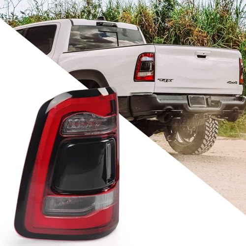 FIONE-For Dodge Ram 1500 Tail Light Assembly 2019-2022 Black Smoke LED Rear Lamps Blind Spot Module Can Be Installed Left Driver Side LH CH2800216