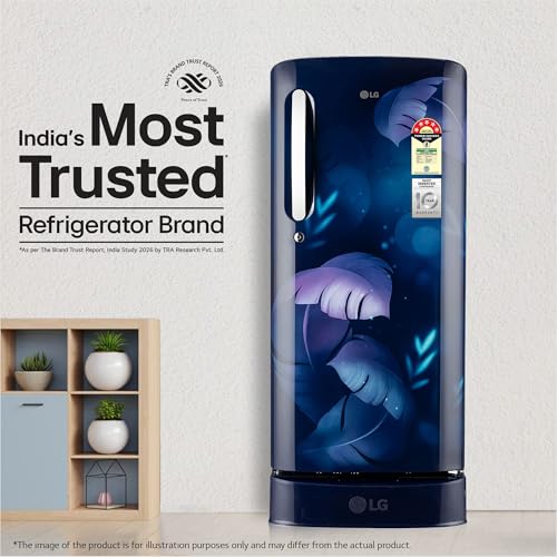 Image of LG 185 L, 5 Star, Smart Inverter, Direct Cool Single Door Refrigerator (GLD1956ZABI, Blue Ilan, Fit Max Chiller Tray, Base stand with Drawer & Runs on Home Inverter)
