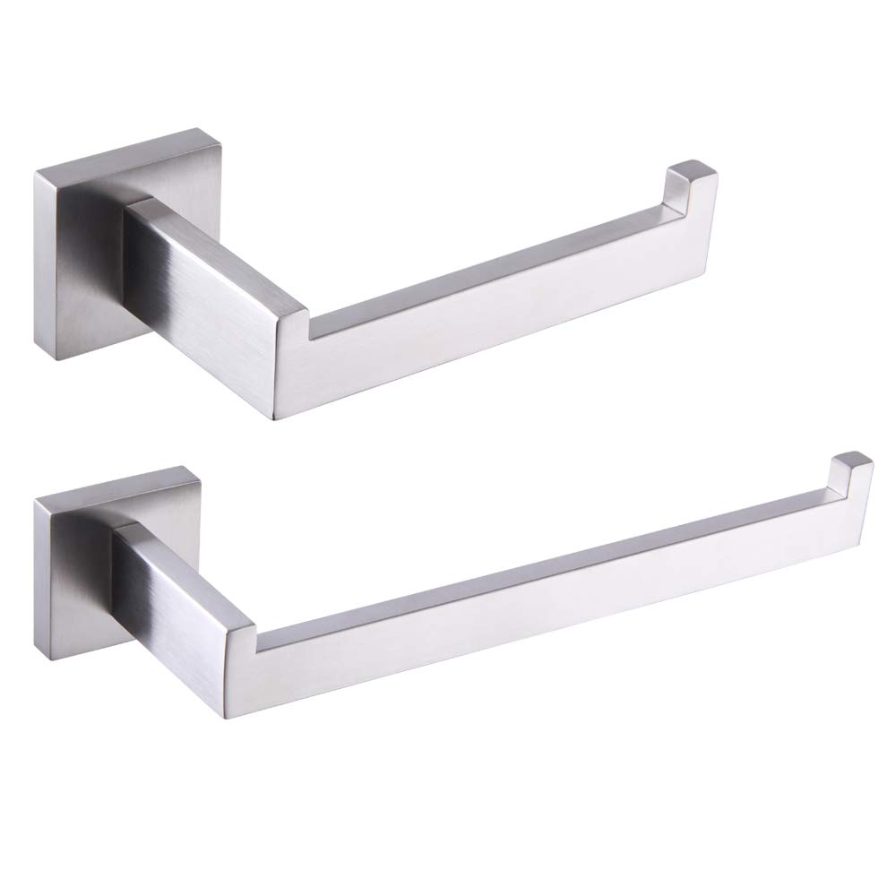GERZWY 2-Piece Bathroom Hardware Set Contemporary Stainless Steel Wall Mounted - Towel Ring Toilet Paper Holder Brushed Finish FG1656-2LS