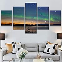 SIGNWIN 5 Panel Canvas Wall Art Modern Art Astronomy & Space Aurora Colorful Global Multicolor Photography for Home Decorations Ready to Hang - 60