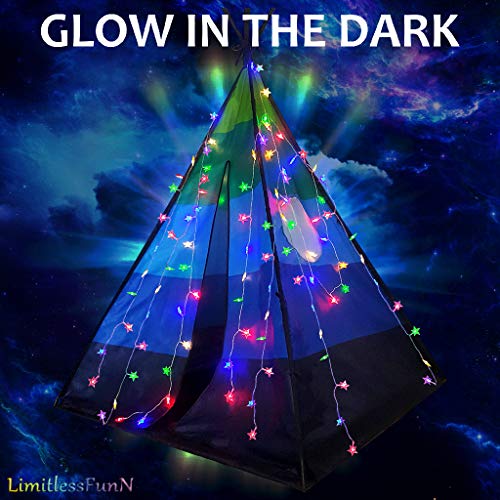 LimitlessFunN Teepee Kids Play Tent | Includes Star Lights & Carrying Case |, Children Indoor Playhouse for Boys, Toddlers, 42" D x 42" W x 60" H - Thumbnail 2